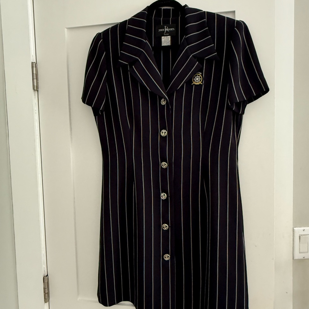 Black and White Buttoned Sheath Mini Dress